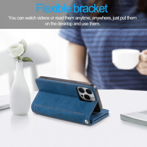 [ LIMITTED TIME OFFER ] - Wallet Case for iPhone 13 PRO MAX, Multi-Function Flip Folio 9 Card Slots Phone Case with Zipped Pocket Wrist Strap