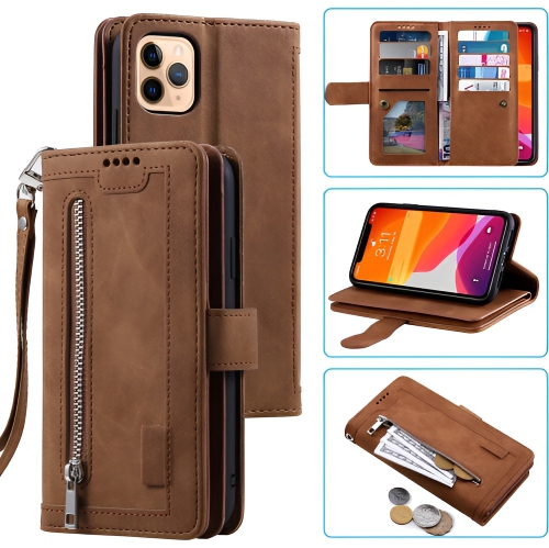 [ LIMITTED TIME OFFER ] - Wallet Case for iPhone 14 PLUS, Multi-Function Flip Folio 9 Card Slots Phone Case with Zipped Pocket Wrist Strap