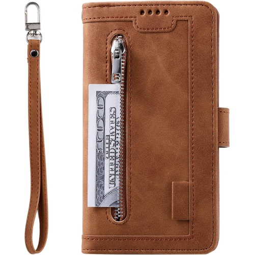 [ LIMITTED TIME OFFER ] - Wallet Case for iPhone 14 PLUS, Multi-Function Flip Folio 9 Card Slots Phone Case with Zipped Pocket Wrist Strap