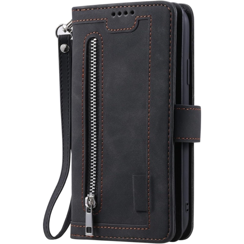 [ LIMITTED TIME OFFER ] - Wallet Case for iPhone 14 PRO, Multi-Function Flip Folio 9 Card Slots Phone Case with Zipped Pocket Wrist Strap