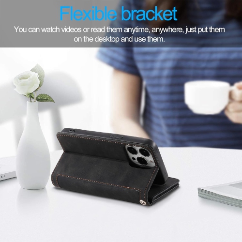 [ LIMITTED TIME OFFER ] - Wallet Case for iPhone 13 PRO, Multi-Function Flip Folio 9 Card Slots Phone Case with Zipped Pocket Wrist Strap