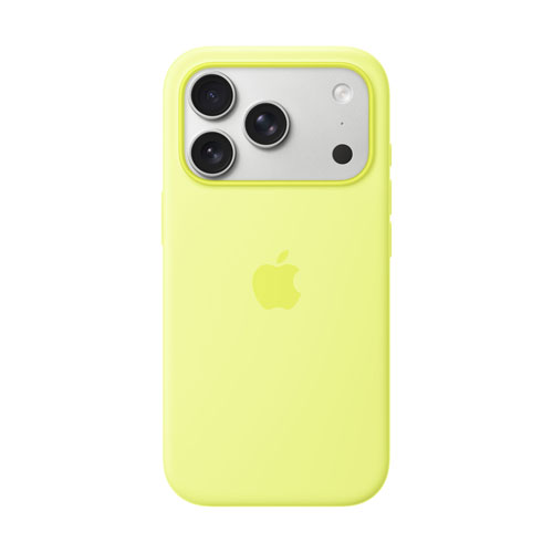 Étui rigide ajusté en silicone avec MagSafe d'Apple pour iPhone 17 Pro - Jaune fluo