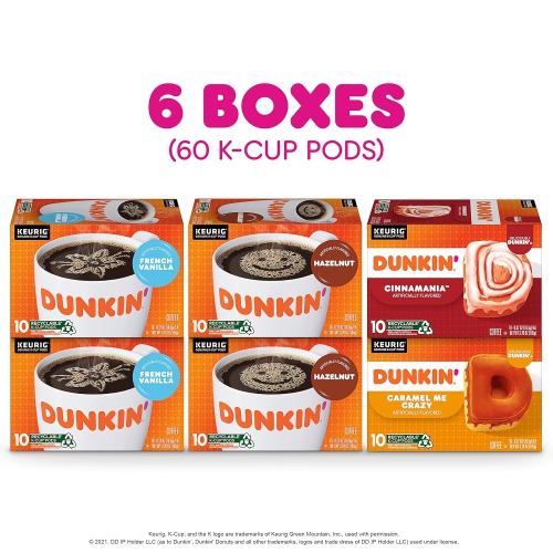 Dunkin' – Paquet de 60 dosettes K-Cup Keurig, saveurs variées