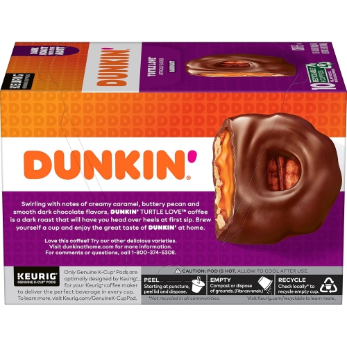 Dunkin' Turtle Love – Café aromatisé, 10 unités dosettes K-Cup Keurig