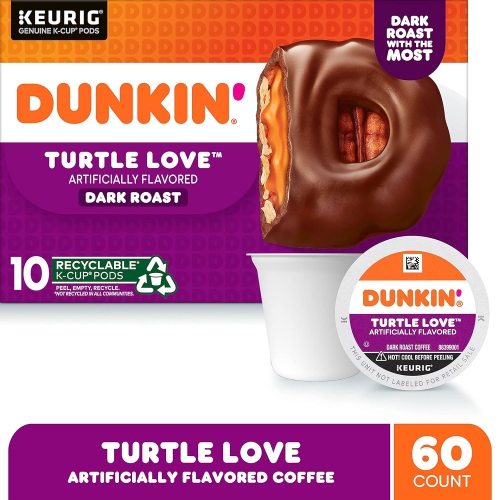 Dunkin' Turtle Love – Café aromatisé, 10 unités dosettes K-Cup Keurig