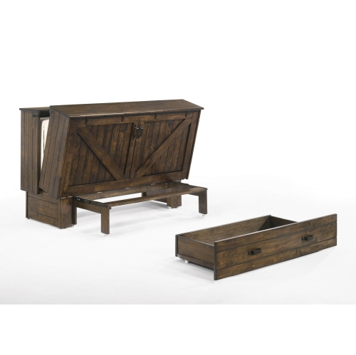 Night and Day Big Sky Murphy Cabinet Bed with Gel Memory Foam Mattress in Wildwood Brown