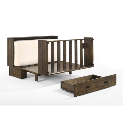 Night and Day Big Sky Murphy Cabinet Bed with Gel Memory Foam Mattress in Wildwood Brown