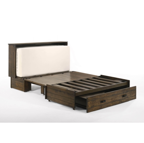Night and Day Big Sky Murphy Cabinet Bed with Gel Memory Foam Mattress in Wildwood Brown