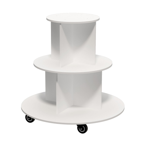 3-Tier Rotating Display Cart, Multifuctional Mobile Stand with 360° Rotating Wheels for Drinks, Snacks, Cosmetics, Toys