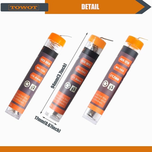 TOWOT Solder Wire with Rosin Core 3 PCS 10 g Tin Lead Rosin Core Flux Iron Welding Tool for Electrical Soldering