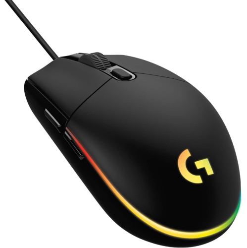 Souris de jeu avec fil G203 de Logitech, 8000&nbsp;ppp, effet optique arc-en-ciel LIGHTSYNC RVB, 6 boutons programmables, mémoire intégrée, mappage
