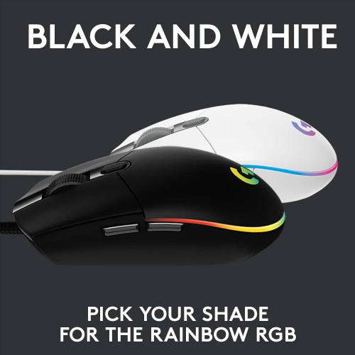 Souris de jeu avec fil G203 de Logitech, 8000&nbsp;ppp, effet optique arc-en-ciel LIGHTSYNC RVB, 6 boutons programmables, mémoire intégrée, mappage