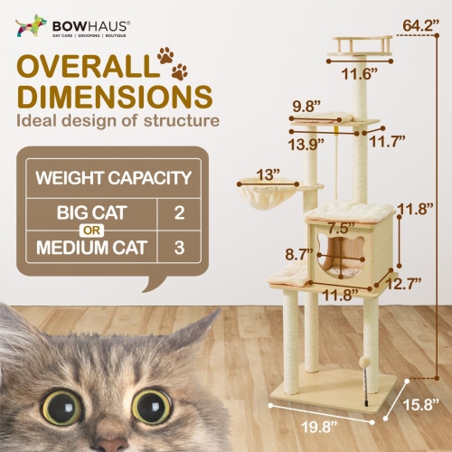 CAPHAUS 64-Inch Multi-Level Cat Tree