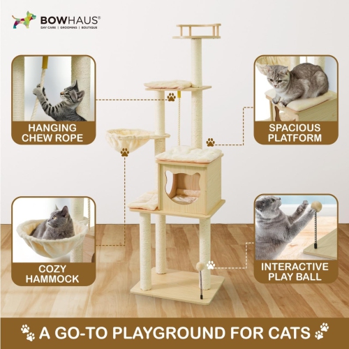 CAPHAUS 64-Inch Multi-Level Cat Tree