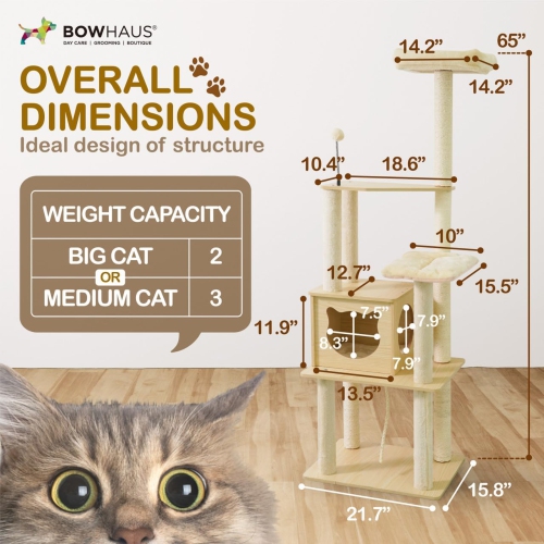 CAPHAUS 65-inch Multi-Level Cat Tree