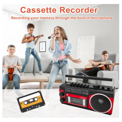 Gracioso Protable Cassette Recorder Player AM FM Compact Cassette Tape Player with Big Speaker & Earphone Jack Build in Microphone,Microcassette