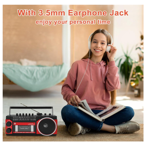 Gracioso Protable Cassette Recorder Player AM FM Compact Cassette Tape Player with Big Speaker & Earphone Jack Build in Microphone,Microcassette