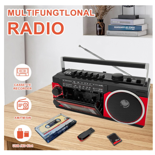 Gracioso Protable Cassette Recorder Player AM FM Compact Cassette Tape Player with Big Speaker & Earphone Jack Build in Microphone,Microcassette