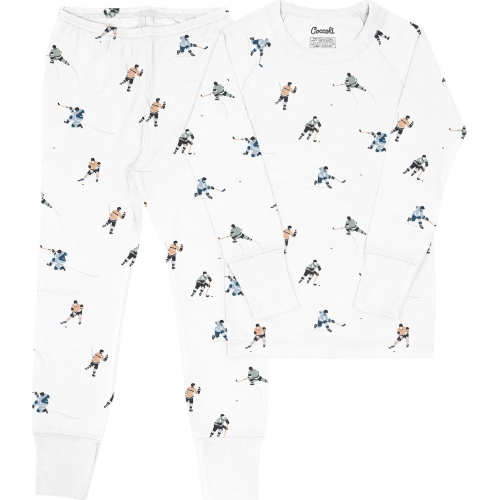Pyjama à manches longues Coccoli en coton-modal - Joueurs de hockey sur crème
