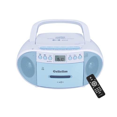 GELIELIM  Portable CD Boombox Bluetooth w Cassette Player, Am/fm Radio, All In One Powerful Stereo Boom Box CD Player for Home w Remote, USB/tape