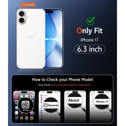 iPhone 17 Case Clear: Magnetic Transparent Phone Cases with Screen Protector Slim Anti Yellowing Military Grade Drop Protection Rugged Shockproof