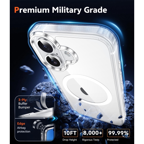 iPhone 17 Case Clear: Magnetic Transparent Phone Cases with Screen Protector Slim Anti Yellowing Military Grade Drop Protection Rugged Shockproof