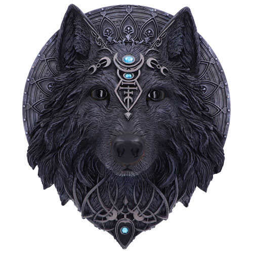 Nemesis Now Jewelled Black Wolf Moon Wall Hanging Plaque