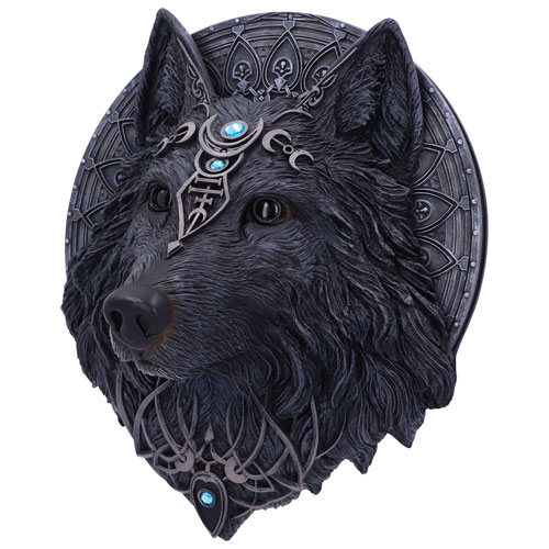 Nemesis Now Jewelled Black Wolf Moon Wall Hanging Plaque
