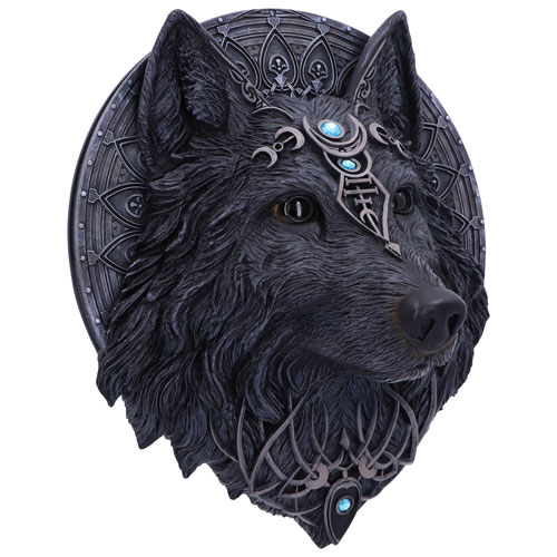 Nemesis Now Jewelled Black Wolf Moon Wall Hanging Plaque