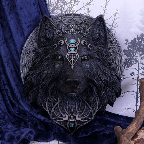 Nemesis Now Jewelled Black Wolf Moon Wall Hanging Plaque