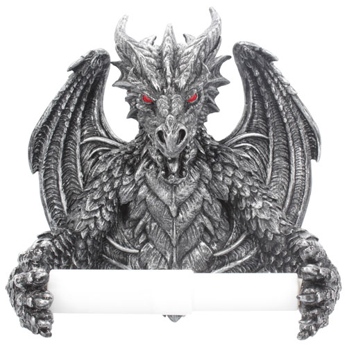Nemesis Now Gothic Dragon Obsidian Toilet Roll Holder