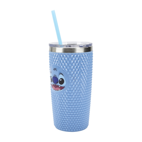 Gobelet à pointes de 20 oz avec visage de personnage Stitch de LILO & Stitch, bleu
