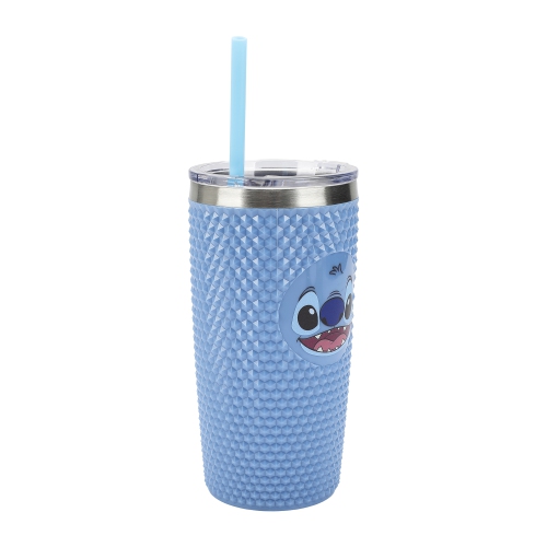 Gobelet à pointes de 20 oz avec visage de personnage Stitch de LILO & Stitch, bleu