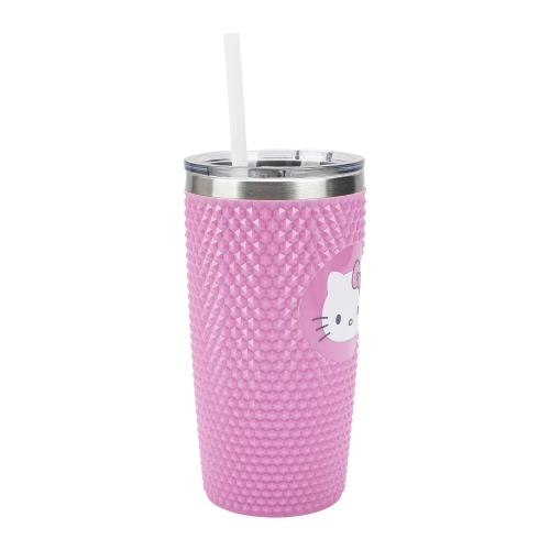 Hello Kitty Character Face Pink 20 Oz Stainless Steel Spiked Tumbler