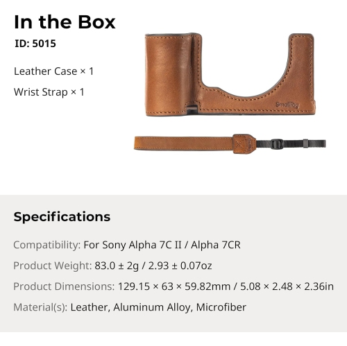SmallRig A7C II / A7CR Camera Leather Case Kit for Sony Alpha 7C II/Alpha 7CR, Retro Style Leather Camera Half Case with Wrist Strap, Aluminum Alloy