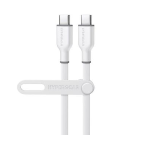 HyperGear Charge and Sync PD USB-C to USB-C Flexi Pro Cable 15ft PD up to 60W Fast Charge 480Mbps High Speed - Soft Touch Silicone - White