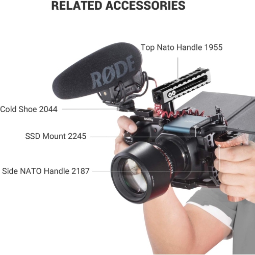 SMALLRIG Mount Bracket SSD Holder for Samsung T5 SSD with 1/4”-20 Threads, Compatible with SMALLRIG Cage for BMPCC 4K & 6K and Z CAM – 2245B