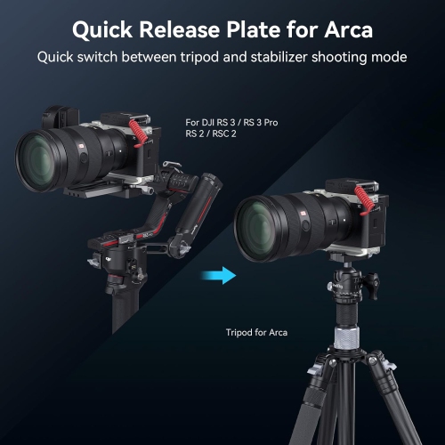 SMALLRIG Base Plate for Sony A7C II/A7CR, Bottom Mount Plate with Built-in Quick-Release Plate for Arca, QD Socket, Strap Slot, 1/4"-20 and 3/8"-16