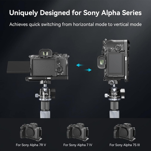 SMALLRIG Camera Foldable L-Bracket for Sony Alpha 7R V/Alpha 7 IV/Alpha 7S III, Foldable Side Plate for Arca-Swiss, Supporting Quick Switch Between