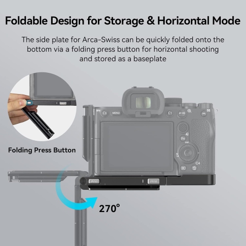 SMALLRIG Camera Foldable L-Bracket for Sony Alpha 7R V/Alpha 7 IV/Alpha 7S III, Foldable Side Plate for Arca-Swiss, Supporting Quick Switch Between