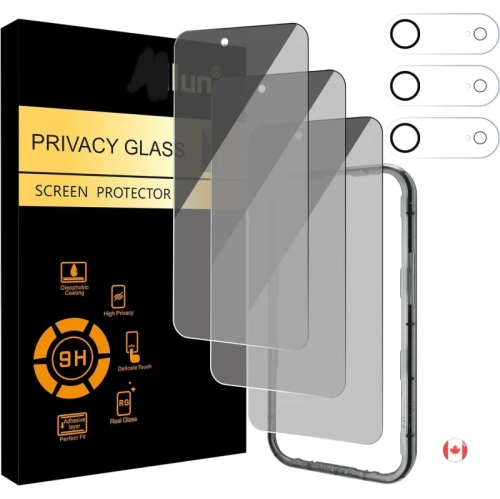 Paquet de 3 protecteurs d'écran de confidentialité pour iPhone Air + paquet de 3 protecteurs de lentille de caméra, compatible Dynamic Island, verre