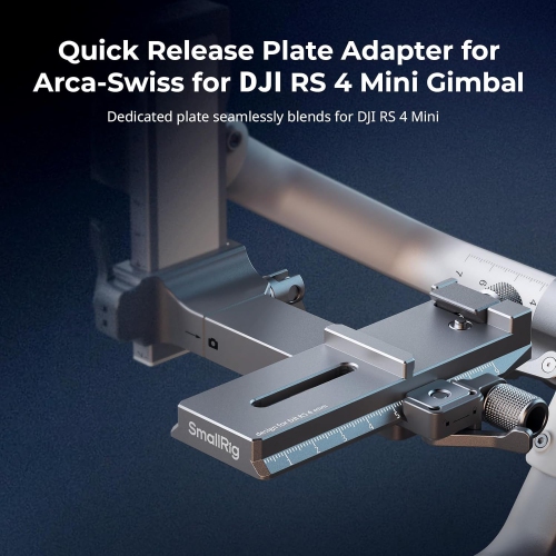 SmallRig – Adaptateur de plaque à dégagement rapide de 4,6 po pour Arca-Swiss pour Mini cardan RS 4 de DJI, modèle antichute et assemblage