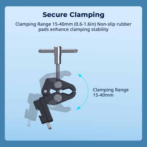 Serre-joint en V SMALLRIG, pince antidérapante 15-40 mm, roulement de charge 1,5 kg compatible avec plusieurs marques de batteries à