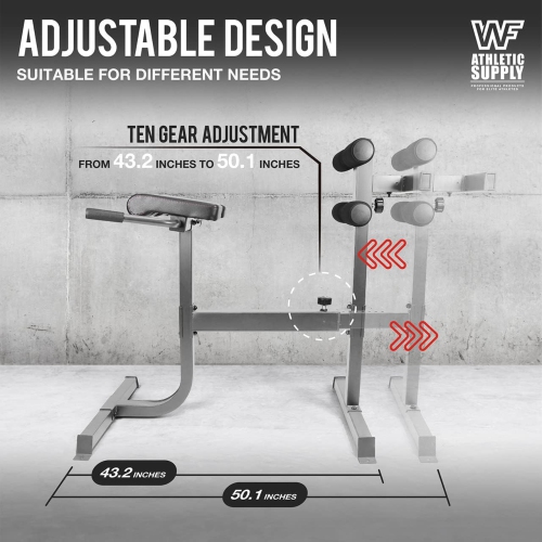 CAPHAUS Adjustable Hyperextension 90 Degree Strength Roman Chair with Handle