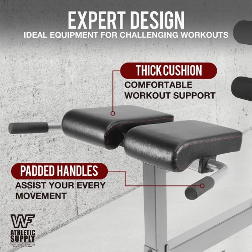 CAPHAUS Adjustable Hyperextension 90 Degree Strength Roman Chair with Handle