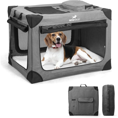 Clignotines de voyage pour chiens de 30&nbsp;po de BOWHAUS pour petits chiens avec fenêtres en filet durables et 2 pochettes de rangement