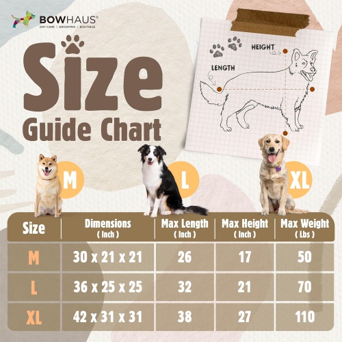 Clignotines de voyage pour chiens de 30&nbsp;po de BOWHAUS pour petits chiens avec fenêtres en filet durables et 2 pochettes de rangement