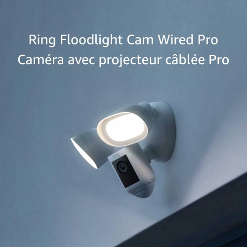 Boîte ouverte - Caméra avec fil Pro Floodlight de Ring avec vue à vol d'oiseau et détection de mouvement 3D - Blanc