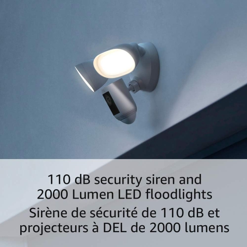 Boîte ouverte - Caméra avec fil Pro Floodlight de Ring avec vue à vol d'oiseau et détection de mouvement 3D - Blanc