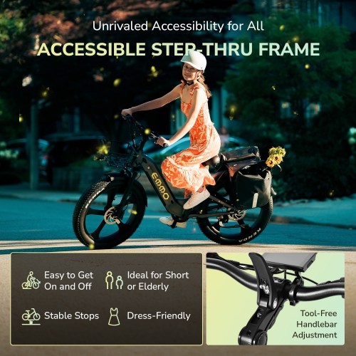 EMMO Vegar Pro Step Thru Fat Tire Adults Electric Bike - 48V/15.6Ah 750W UL Certified - Dusky Purple